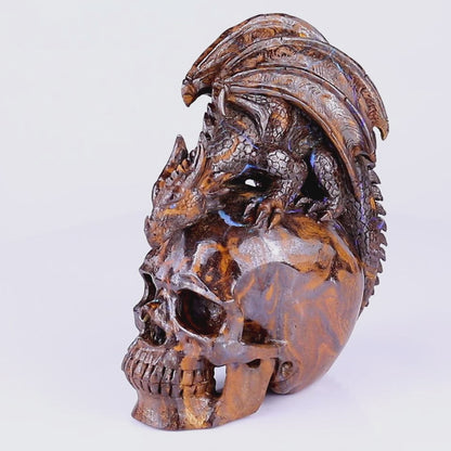 Unique 6.8" Opal Hand Carved Crystal Realistic Skull Sculpture