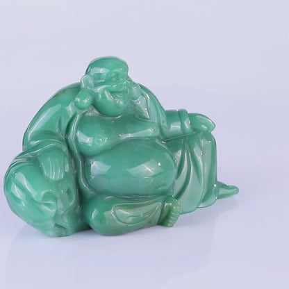 7.5" Green Aventurine Hand Carved Crystal Buddha Sculpture