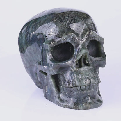 7.9 "Labradorite Hand Carved Crystal Realistic Skull Sculpture