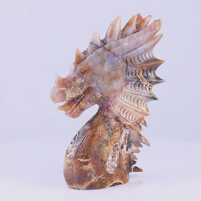 Amazing 6.4" Chalcedony Hand Carved Crystal Dragon Sculpture