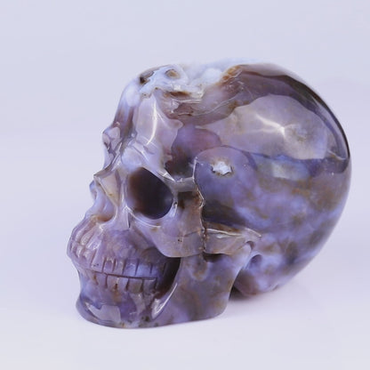 5.4"  Blue Chalcedony Hand Carved Crystal Realistic Skull Sculpture