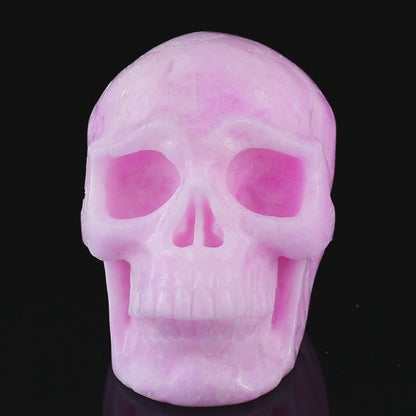 9.4" Pink Aragonite Hand Carved Crystal Realistic Skull Sculpture