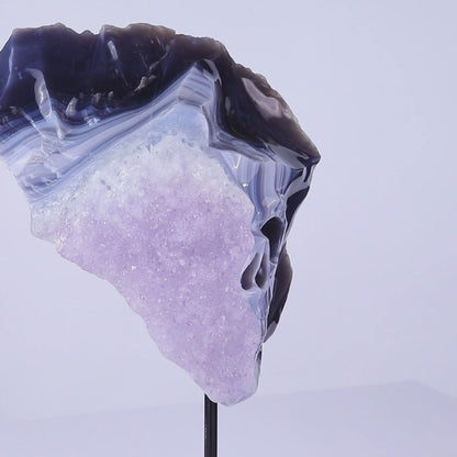 Unique 9.8" Amethyst Geode Agate Hand Carved Crystal Geode Skull Sculpture