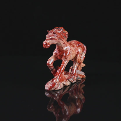 5.0" Red Jasper Hand Carved Crystal Horse Sculpture