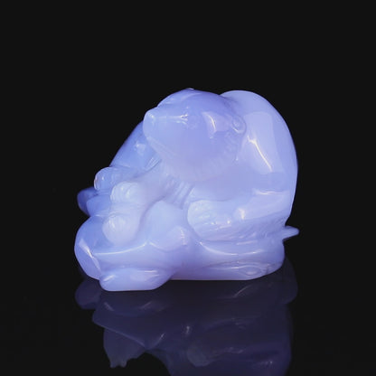 5.5" Blue Chalcedony Hand Carved Crystal Polar Bear Sculpture