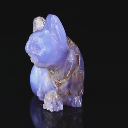 3.9" Blue Chalcedony Hand Carved Crystal Koala Sculpture