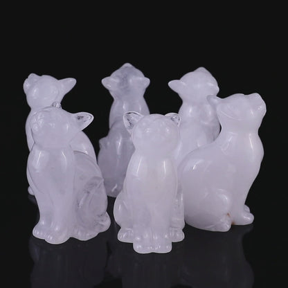 3.0" Angolan Quartz Hand Carved Crystal Cat Sculpture