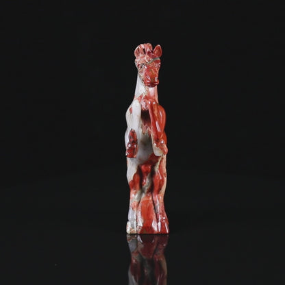 7.9" Red Jasper Hand Carved Crystal Horse Sculpture