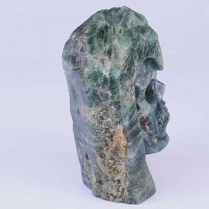 4.8" Blue Apatite Hand Carved Mineral Specimen Skull Sculpture