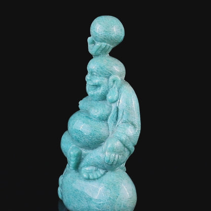 6.4" Amazonite Hand Carved Crystal Buddha Sculpture