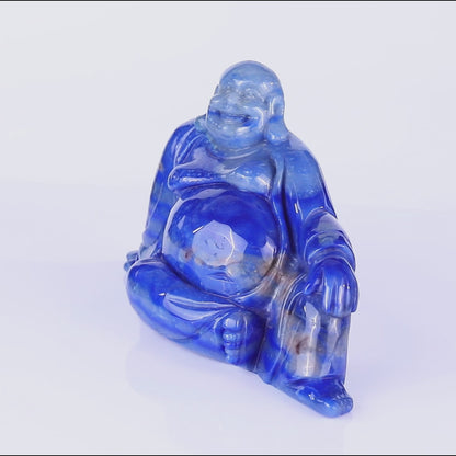 10" Blue Aventurine Hand Carved Crystal Buddha Sculpture