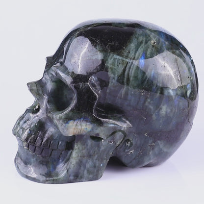 6.9" Blue Labradorite Hand Carved Crystal Realistic Skull Sculpture